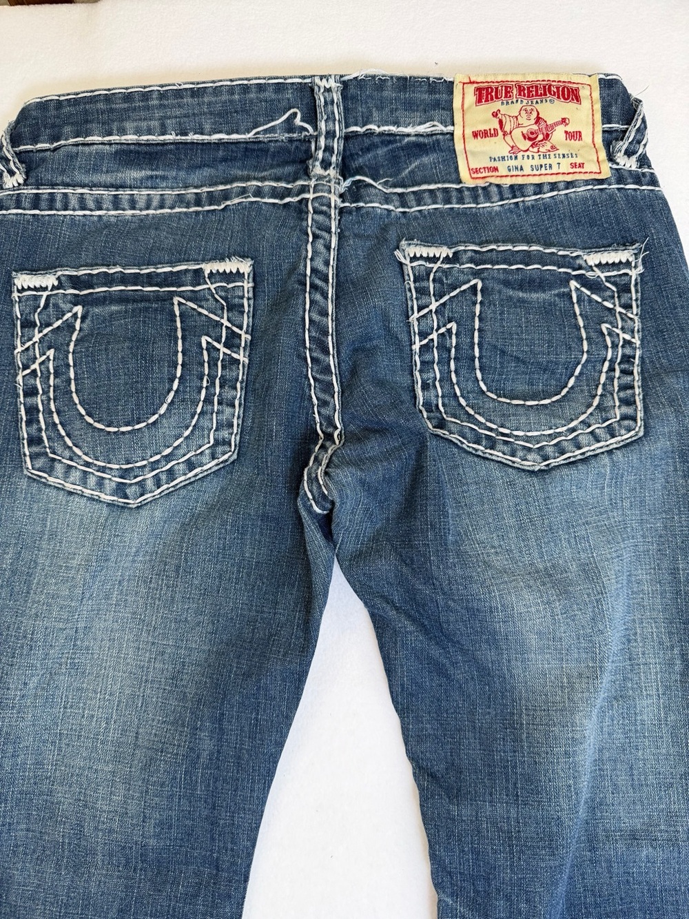 True Religion Gina Super T Jeans Womens 29 Straight Thick Stitch USA Y2K